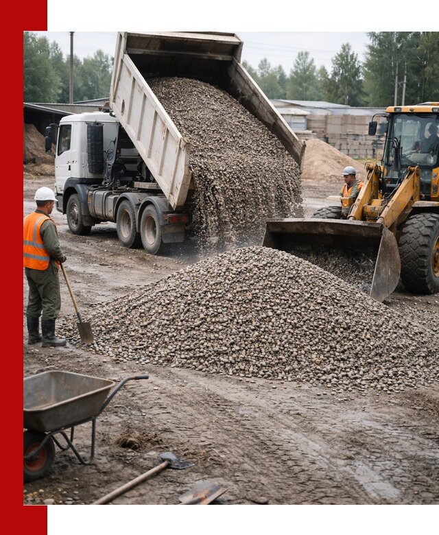 Мытый гравий с доставкой в Елабуге от карьера до участка