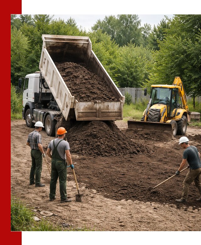 Доставка и укладка грунта для выравнивания участка в Елабуге