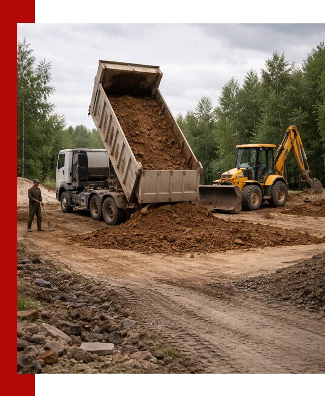 Доставка суглинка самосвалами в Елабуге подсыпка и планировка
