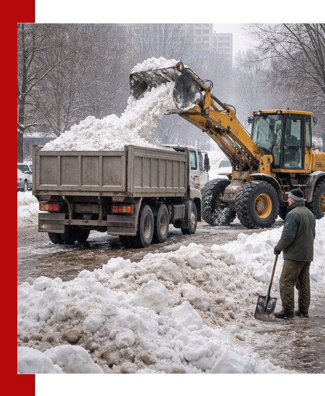 Вывоз снега грузовой техникой в Елабуге оперативно и чисто